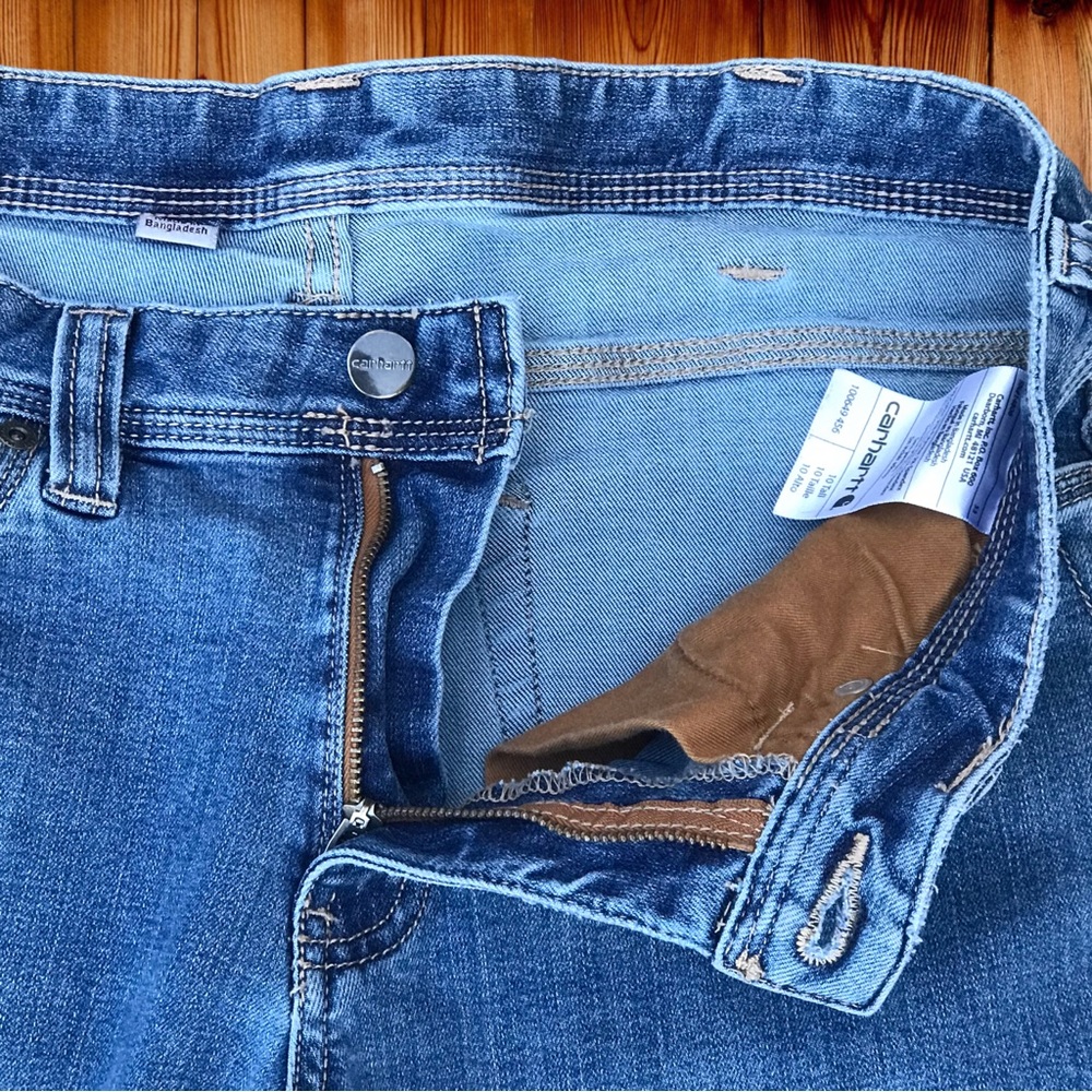 🥂HOST PICK🥂 Womens Stretch CARHARTT Straight Leg Medium Wash Jeans - 10 Tall - Picture 4 of 9